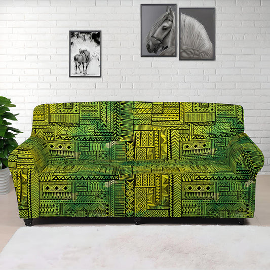 Green And Black African Ethnic Print Sofa Cover