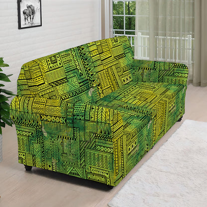 Green And Black African Ethnic Print Sofa Cover