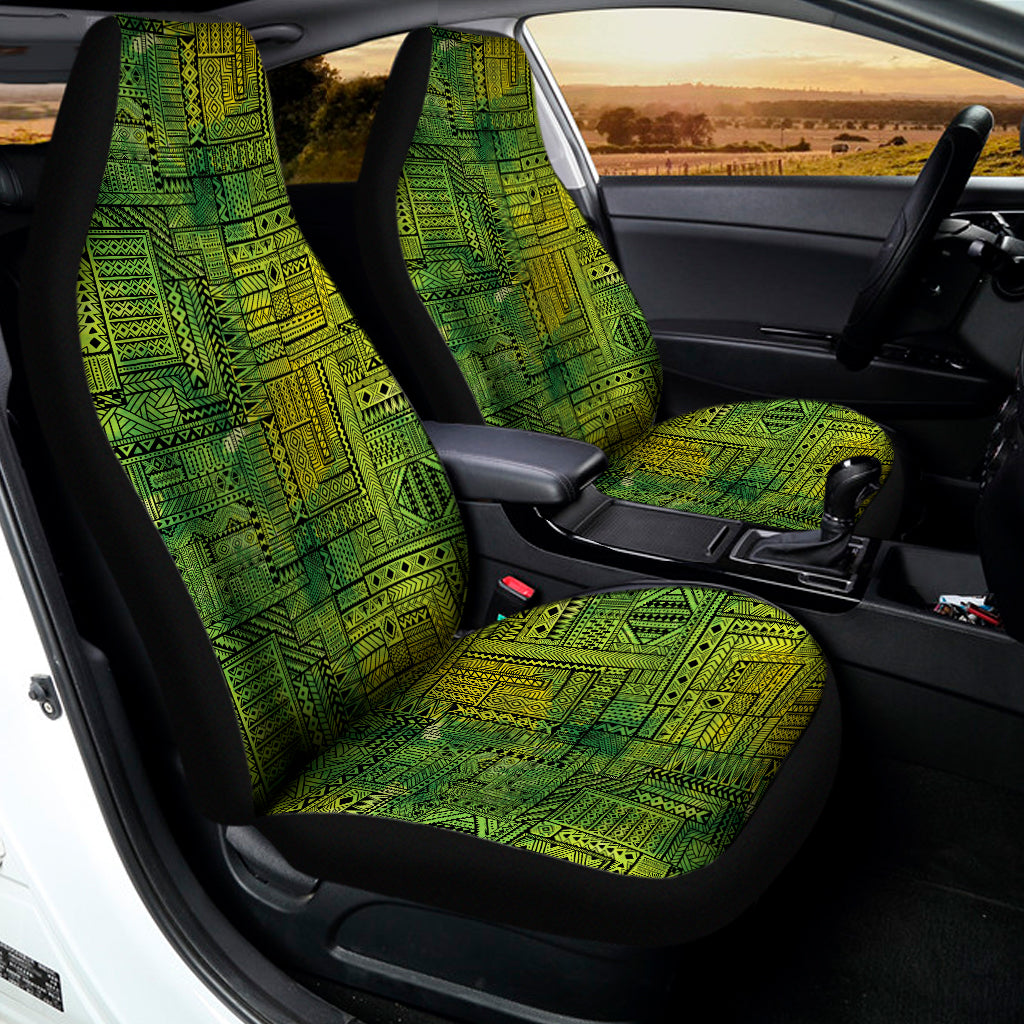 Green And Black African Ethnic Print Universal Fit Car Seat Covers