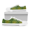 Green And Black African Ethnic Print White Low Top Shoes