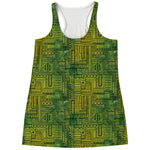 Green And Black African Ethnic Print Women's Racerback Tank Top