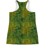 Green And Black African Ethnic Print Women's Racerback Tank Top