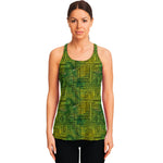 Green And Black African Ethnic Print Women's Racerback Tank Top