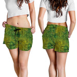 Green And Black African Ethnic Print Women's Shorts