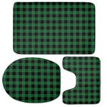 Green And Black Buffalo Check Print 3 Piece Bath Mat Set