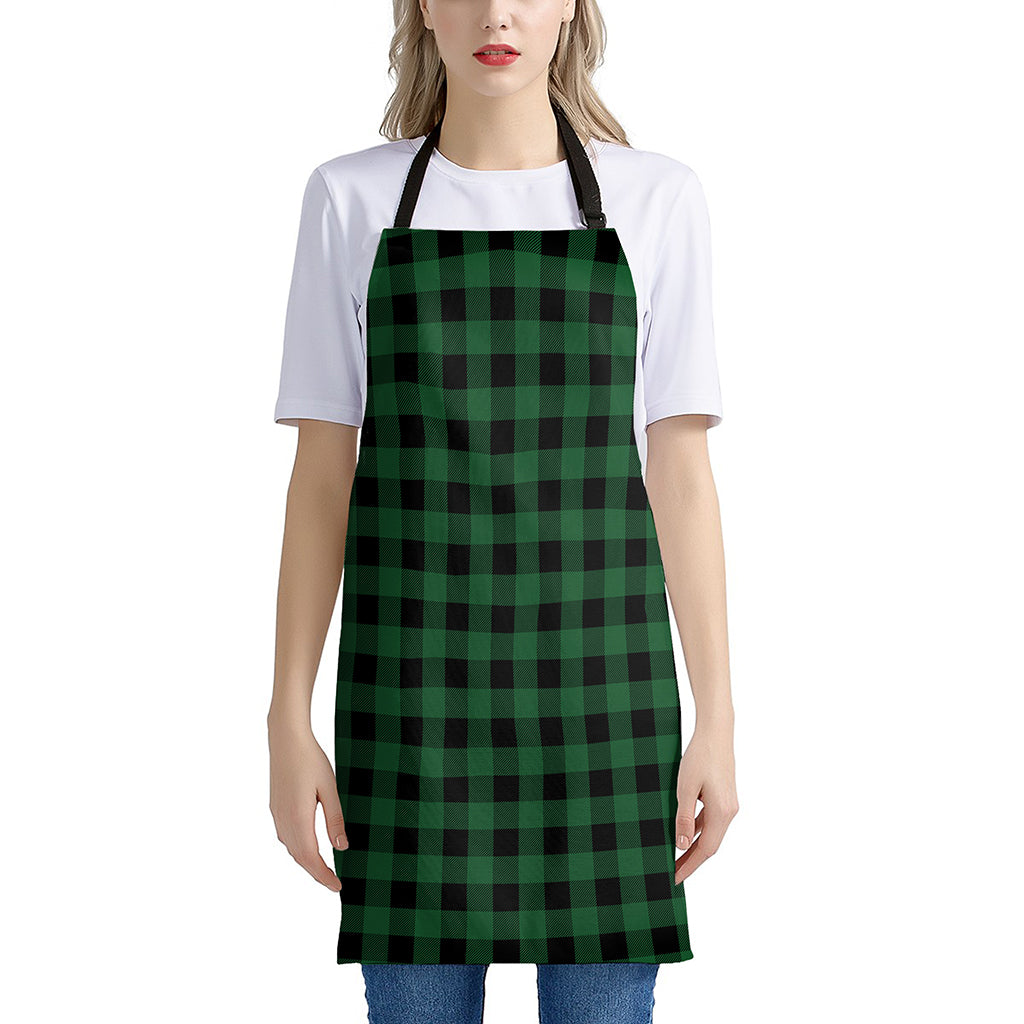 Green And Black Buffalo Check Print Apron
