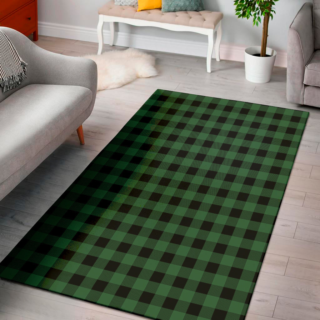 Green And Black Buffalo Check Print Area Rug