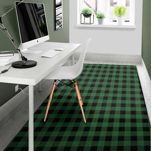 Green And Black Buffalo Check Print Area Rug