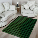 Green And Black Buffalo Check Print Area Rug