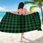 Green And Black Buffalo Check Print Beach Sarong Wrap