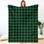 Green And Black Buffalo Check Print Blanket