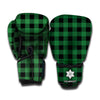 Green And Black Buffalo Check Print Boxing Gloves