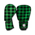 Green And Black Buffalo Check Print Boxing Gloves