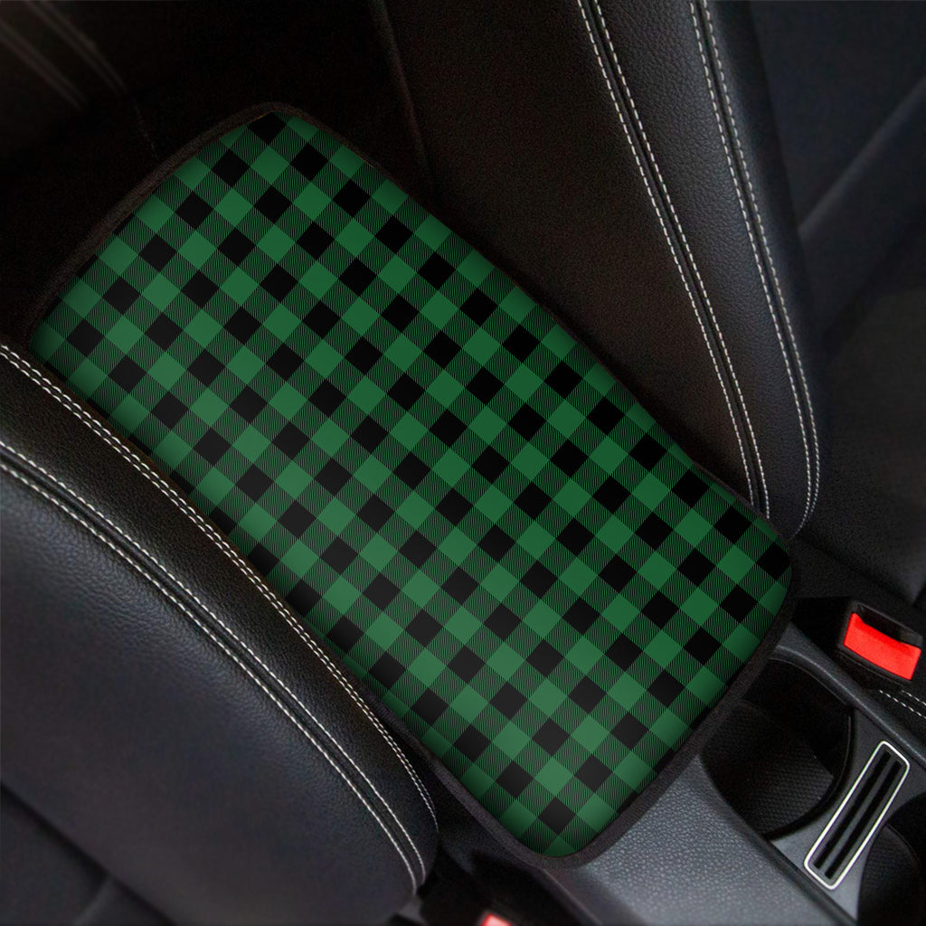 Green And Black Buffalo Check Print Car Center Console Cover