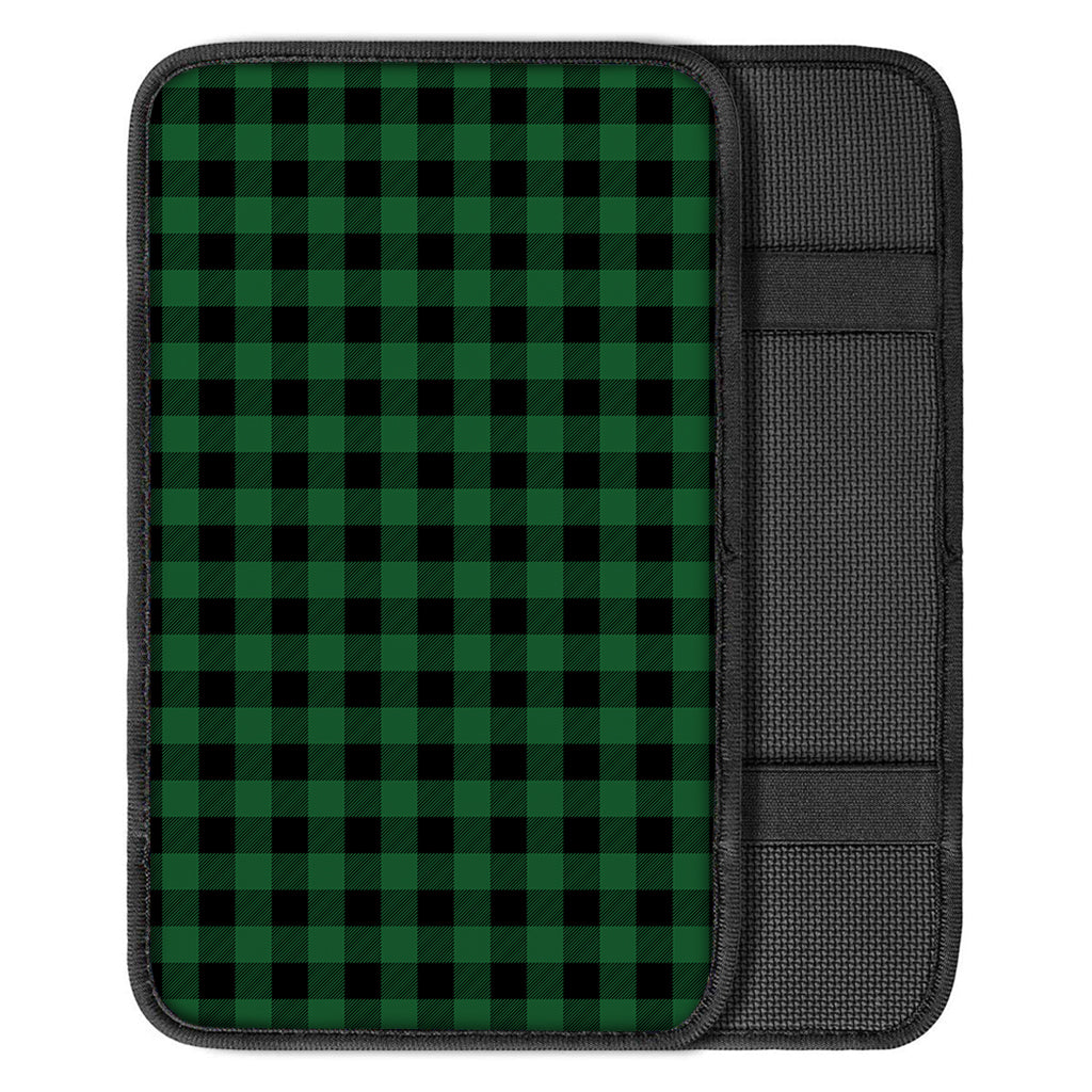 Green And Black Buffalo Check Print Car Center Console Cover