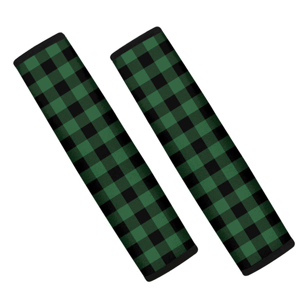 Green And Black Buffalo Check Print Car Seat Belt Covers