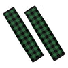 Green And Black Buffalo Check Print Car Seat Belt Covers