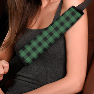 Green And Black Buffalo Check Print Car Seat Belt Covers