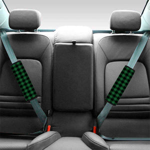 Green And Black Buffalo Check Print Car Seat Belt Covers