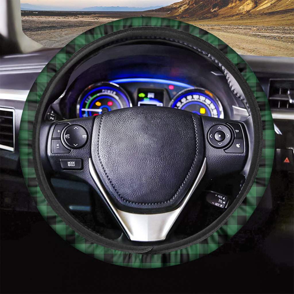 Green And Black Buffalo Check Print Car Steering Wheel Cover