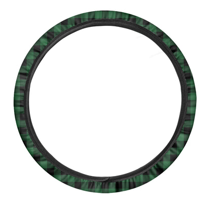 Green And Black Buffalo Check Print Car Steering Wheel Cover
