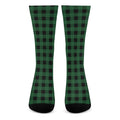Green And Black Buffalo Check Print Crew Socks