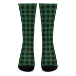 Green And Black Buffalo Check Print Crew Socks