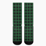 Green And Black Buffalo Check Print Crew Socks