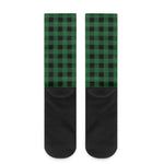Green And Black Buffalo Check Print Crew Socks