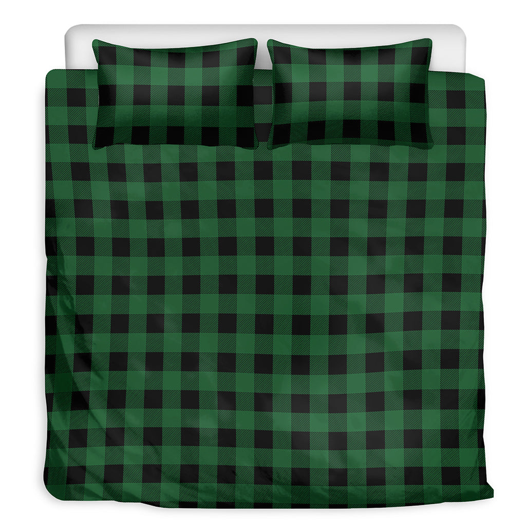 Green And Black Buffalo Check Print Duvet Cover Bedding Set
