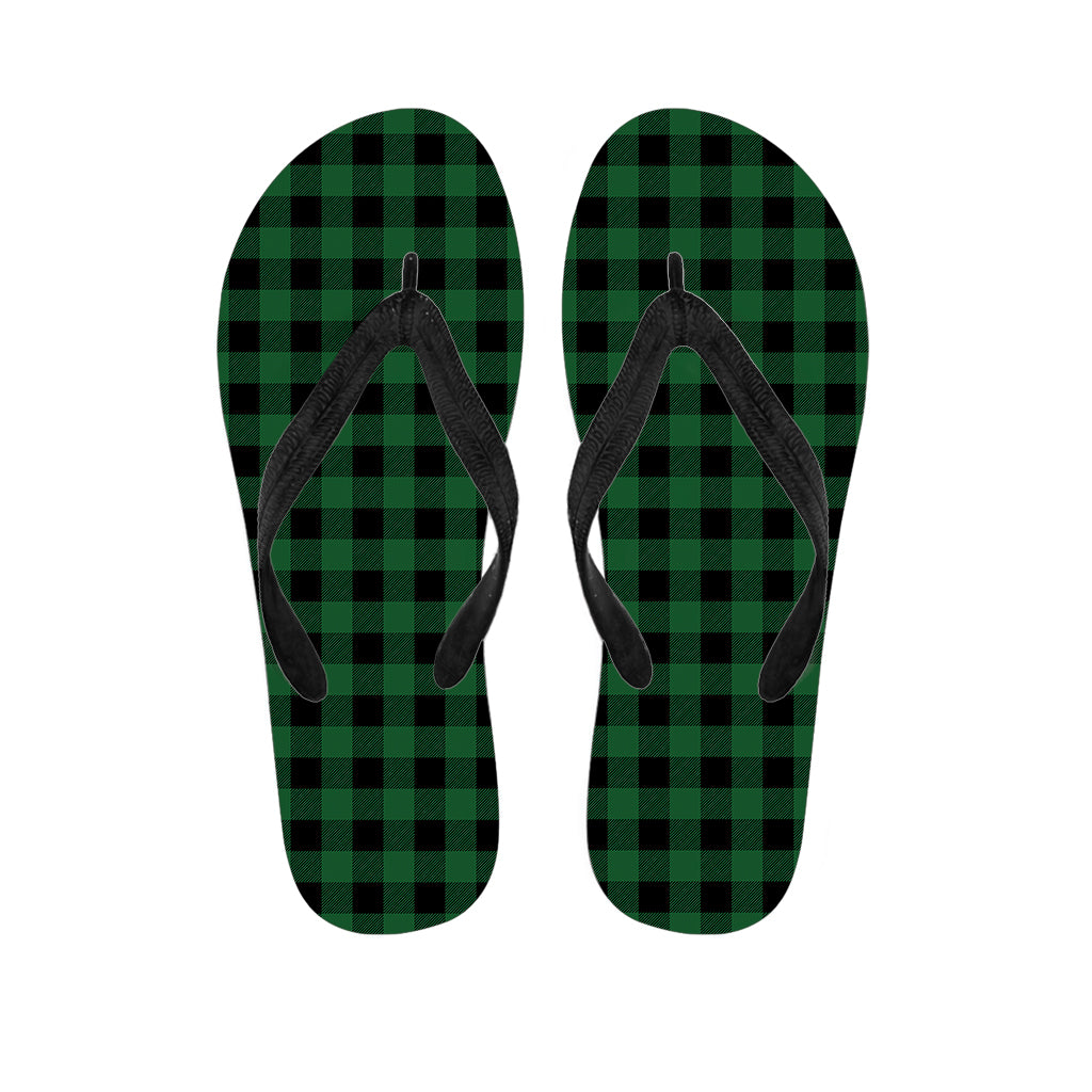 Green And Black Buffalo Check Print Flip Flops