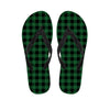 Green And Black Buffalo Check Print Flip Flops