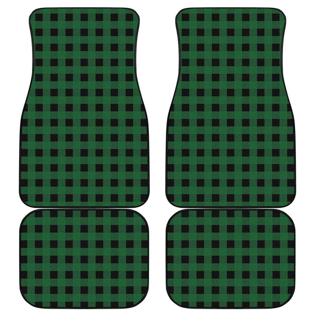 Green And Black Buffalo Check Print Front and Back Car Floor Mats