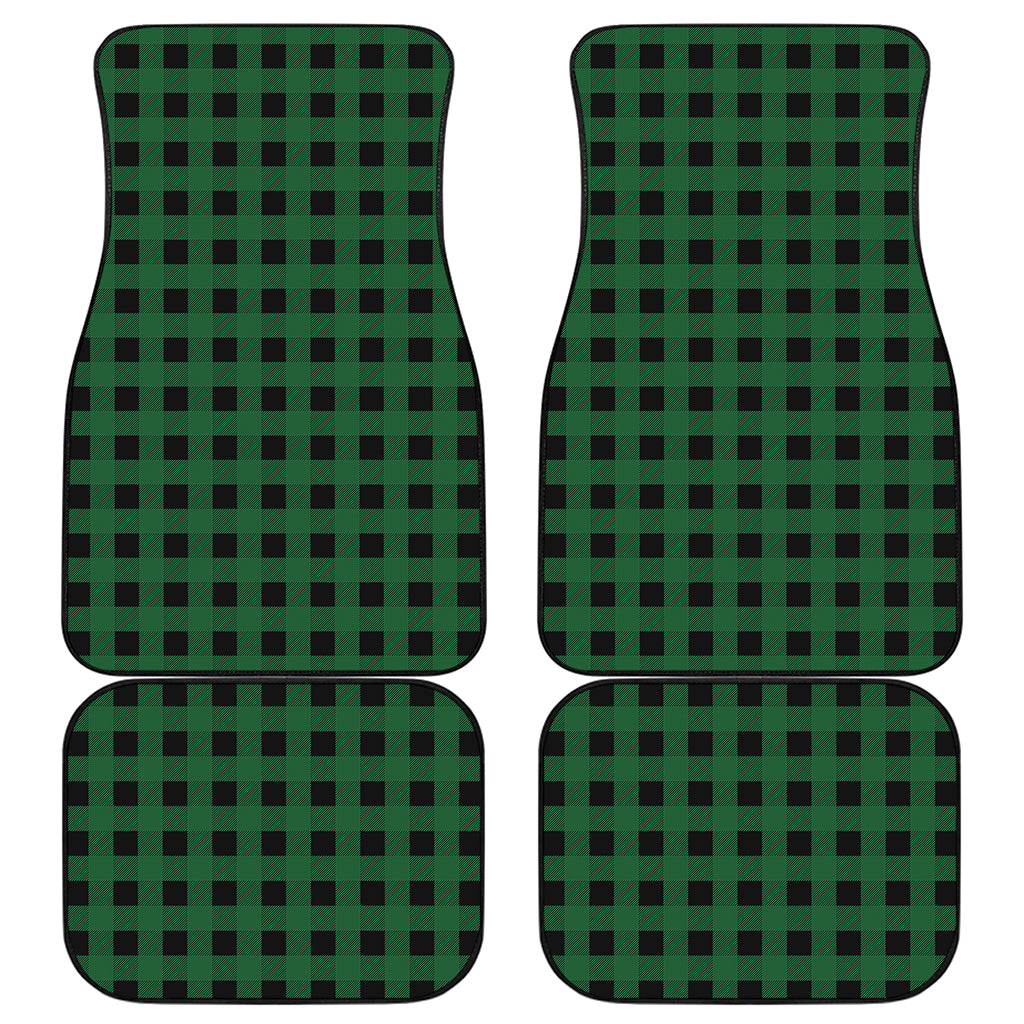 Green And Black Buffalo Check Print Front and Back Car Floor Mats