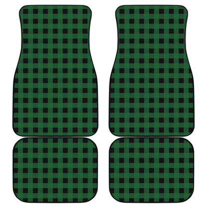Green And Black Buffalo Check Print Front and Back Car Floor Mats