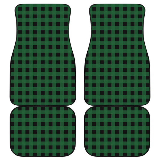 Green And Black Buffalo Check Print Front and Back Car Floor Mats