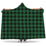 Green And Black Buffalo Check Print Hooded Blanket
