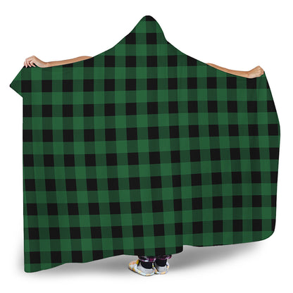 Green And Black Buffalo Check Print Hooded Blanket