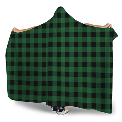 Green And Black Buffalo Check Print Hooded Blanket