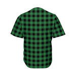 Green And Black Buffalo Check Print Men's Baseball Jersey