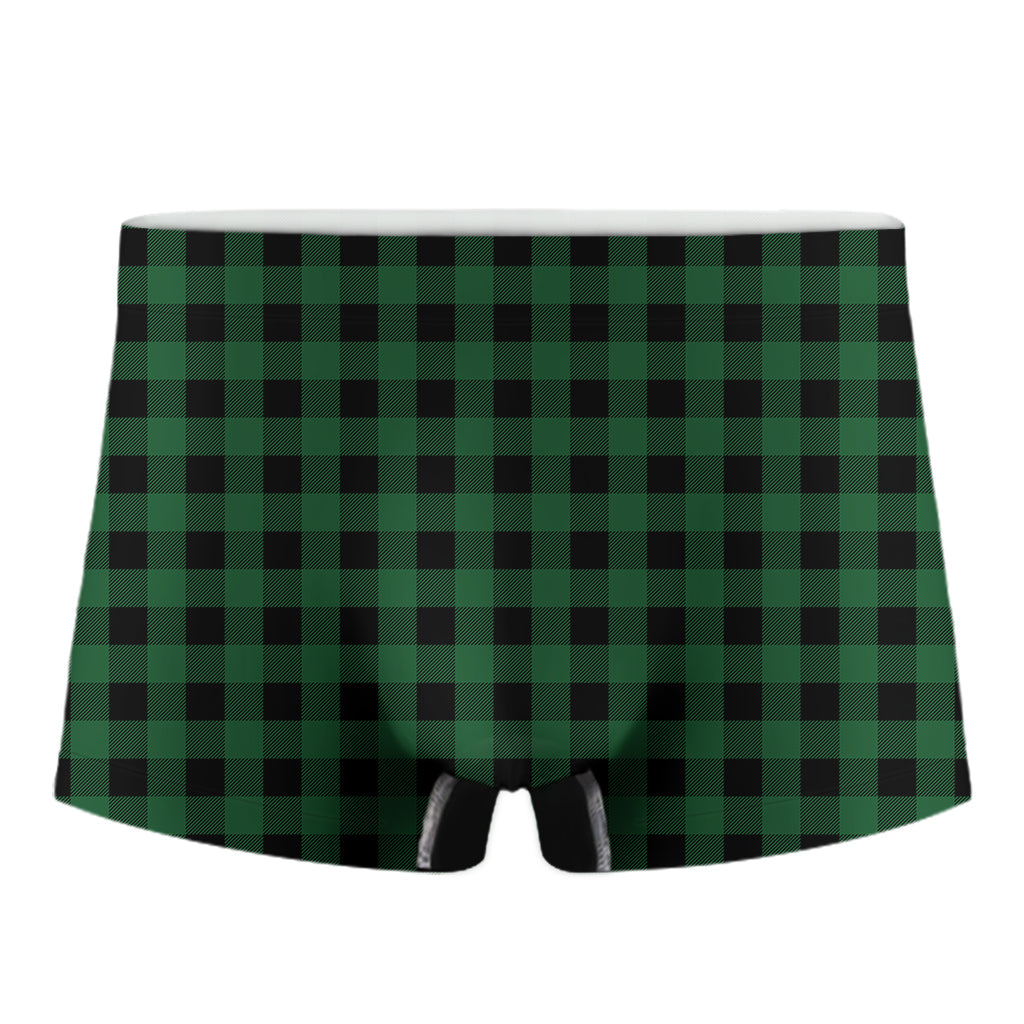 Green And Black Buffalo Check Print Men's Boxer Briefs