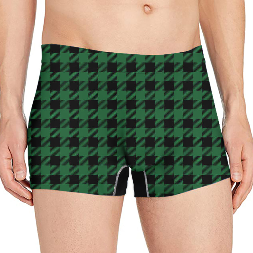 Green And Black Buffalo Check Print Men's Boxer Briefs