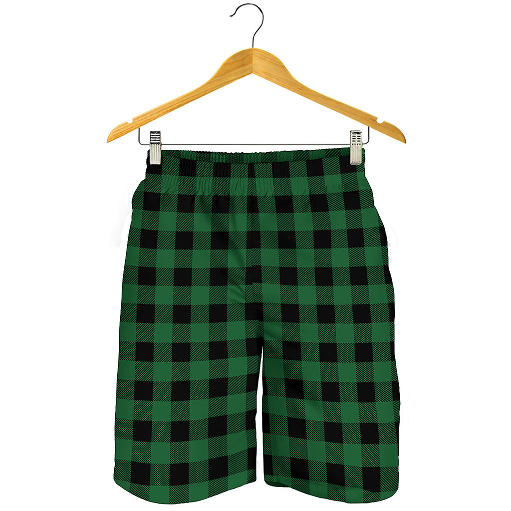 Green And Black Buffalo Check Print Men's Shorts