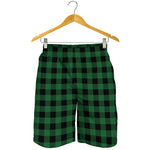 Green And Black Buffalo Check Print Men's Shorts
