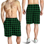 Green And Black Buffalo Check Print Men's Shorts