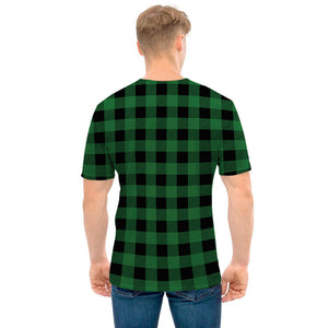 Green And Black Buffalo Check Print Men's T-Shirt