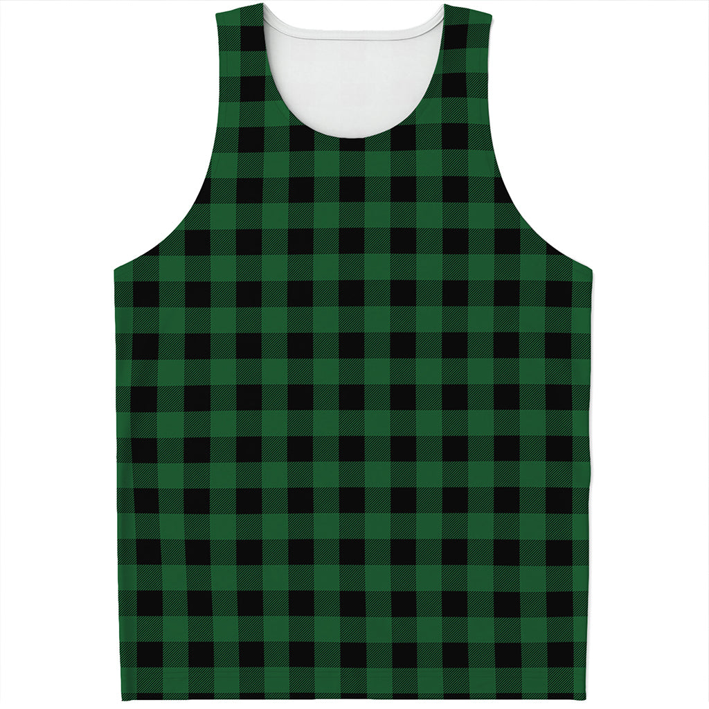 Green And Black Buffalo Check Print Men's Tank Top