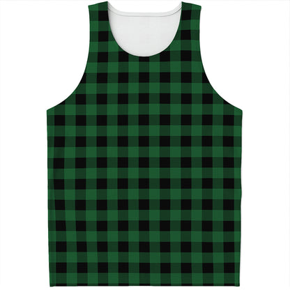 Green And Black Buffalo Check Print Men's Tank Top