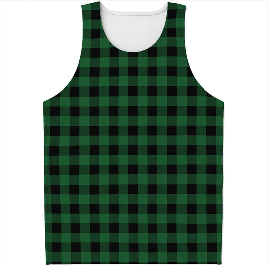 Green And Black Buffalo Check Print Men's Tank Top