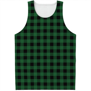 Green And Black Buffalo Check Print Men's Tank Top